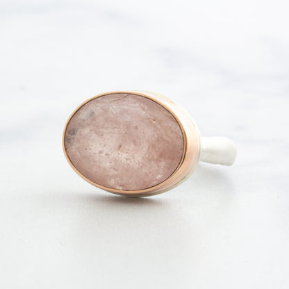 Sterling & 14K Rose Gold Oval Morganite Ring