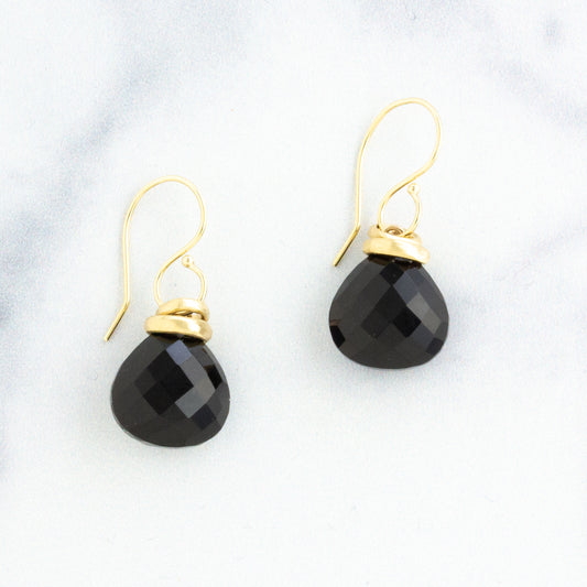 14K Gold Black Onyx Earrings
