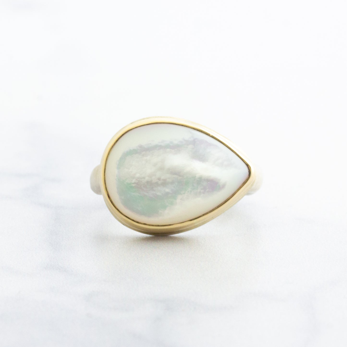 Sterling & 14K Gold Mother of Pearl Ring