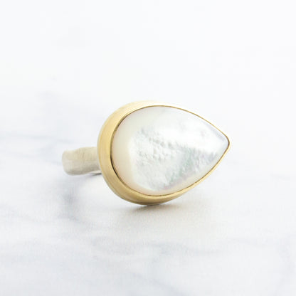 Sterling & 14K Gold Mother of Pearl Ring