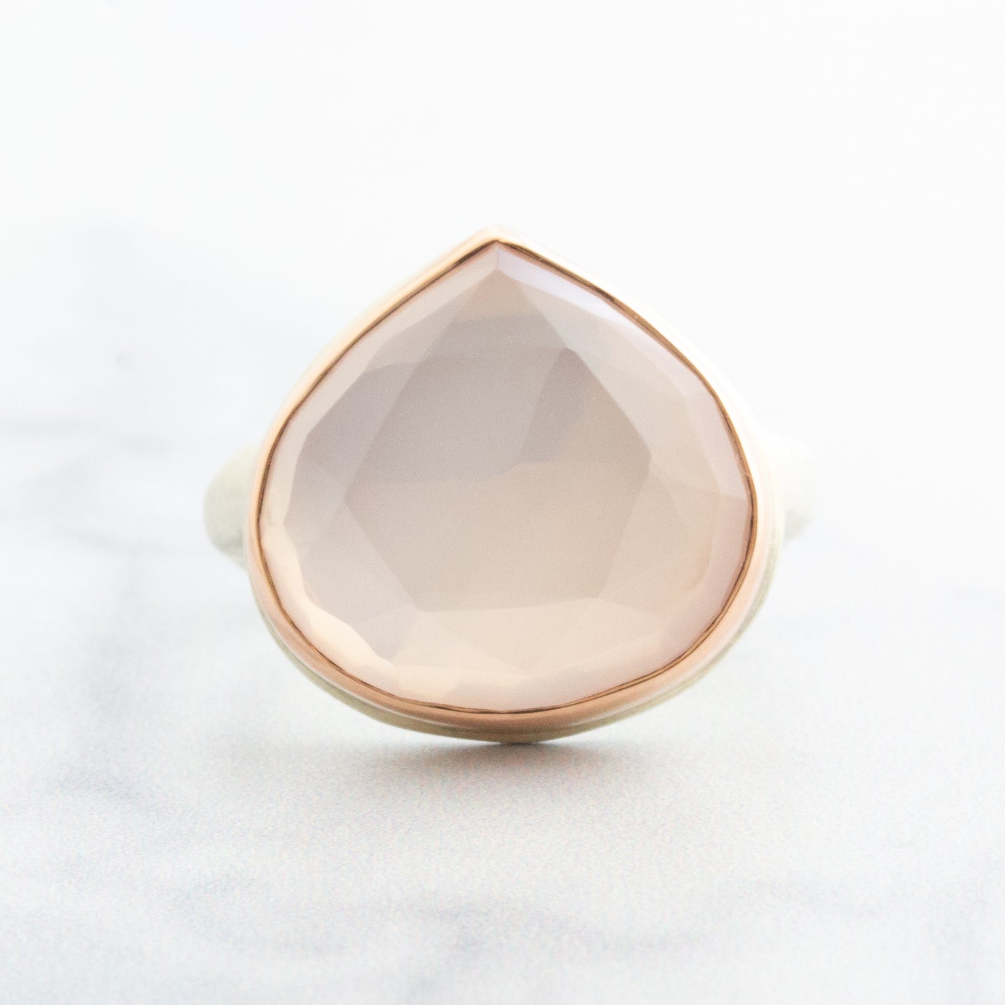 Sterling & 14K Rose Gold Rose Quartz Ring