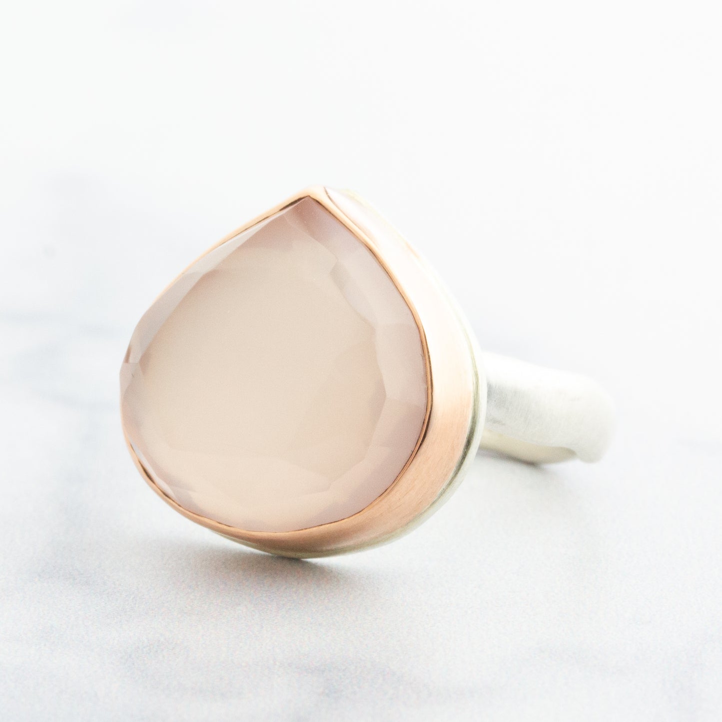 Sterling & 14K Rose Gold Rose Quartz Ring