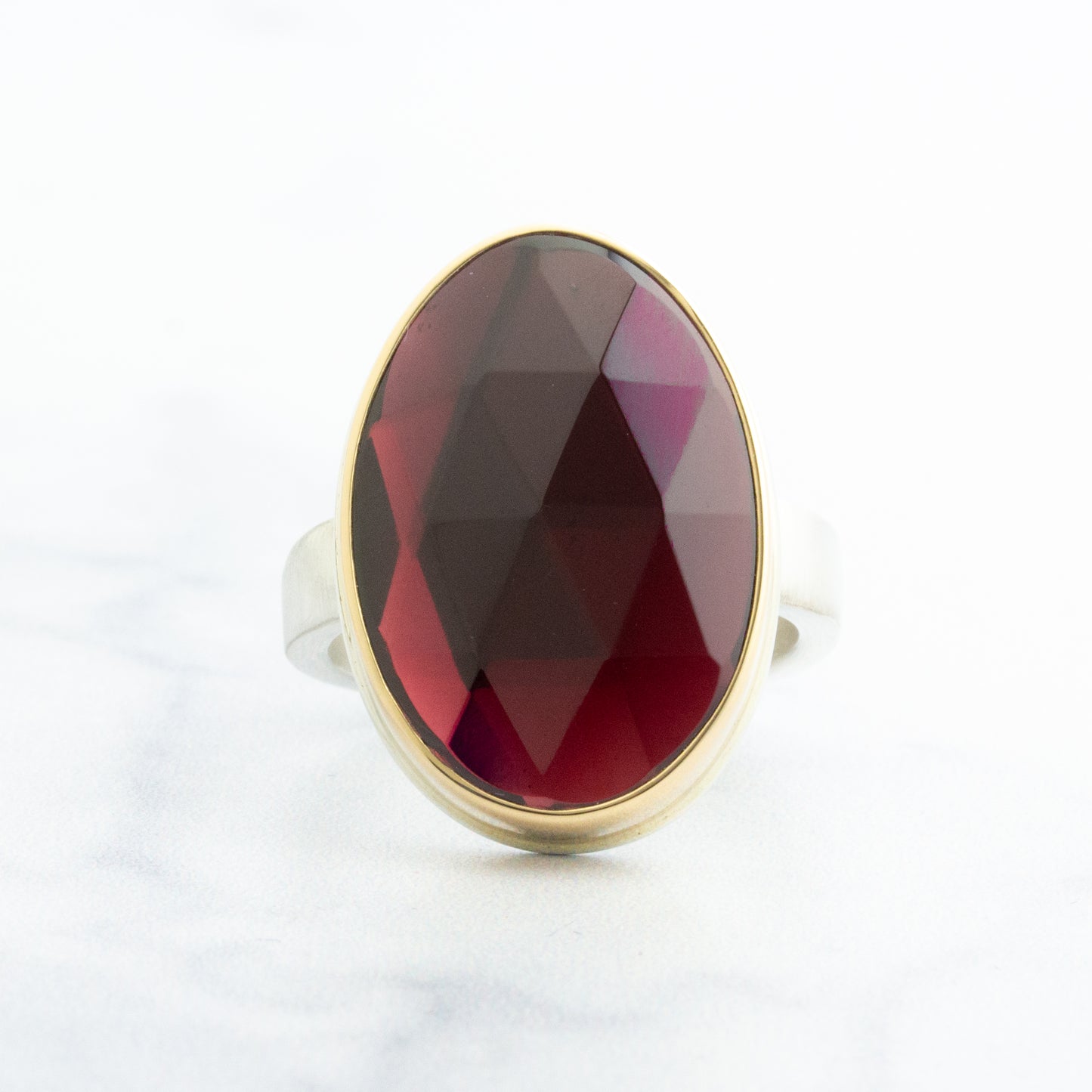 Sterling & 14K Gold Rhodolite Garnet Ring