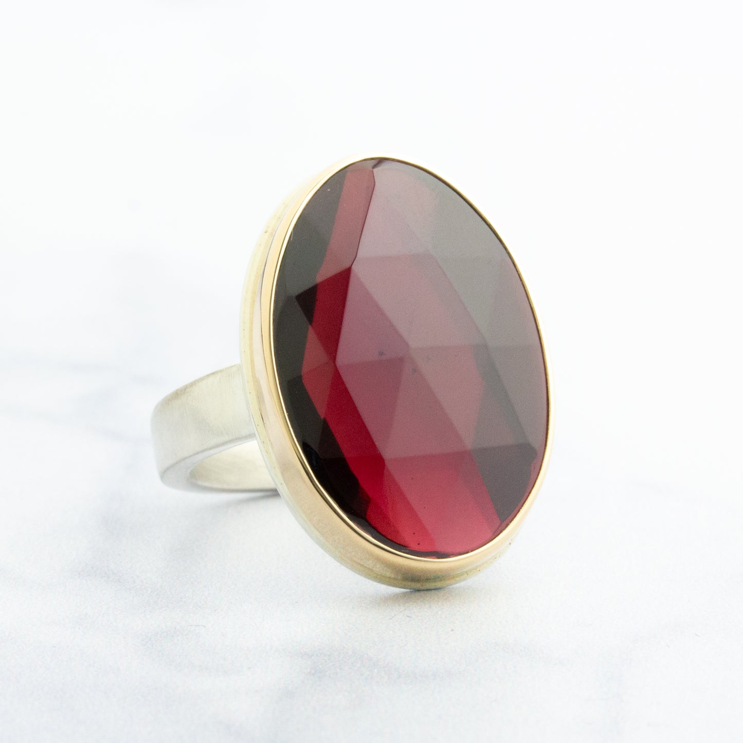 Sterling & 14K Gold Rhodolite Garnet Ring