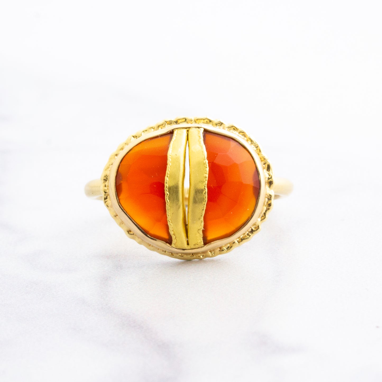 18K Golden Joinery Carnelian Ring