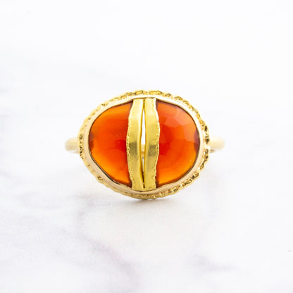 18K Golden Joinery Carnelian Ring