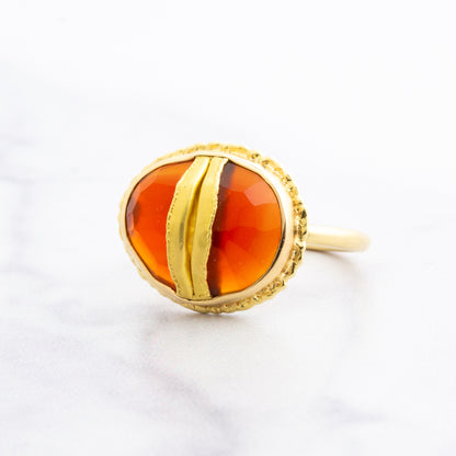 18K Golden Joinery Carnelian Ring