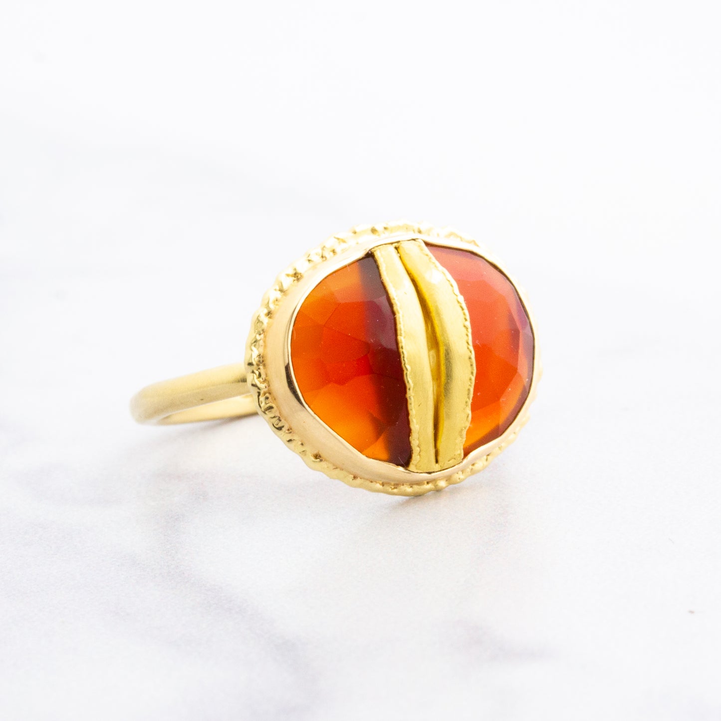 18K Golden Joinery Carnelian Ring