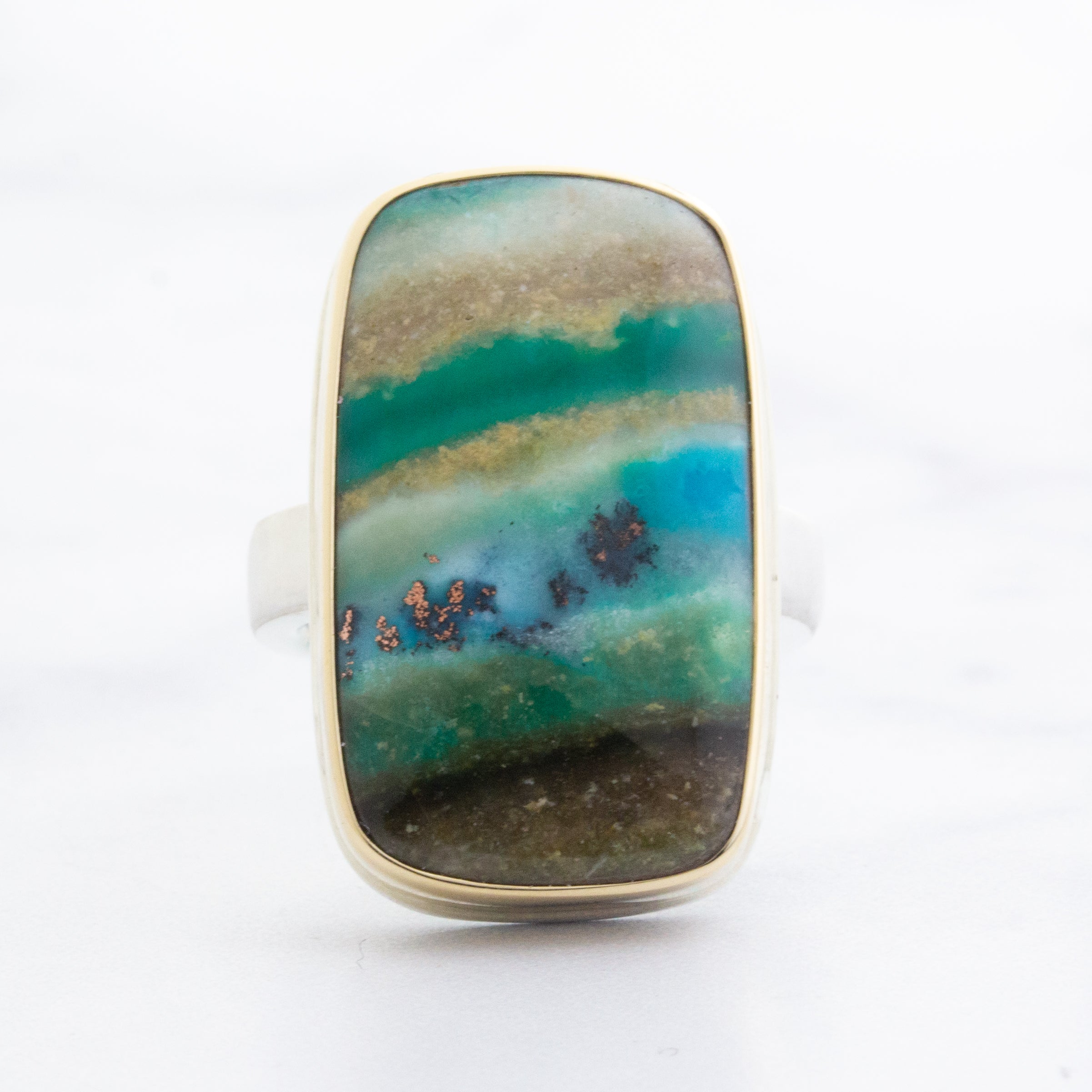 Blue opal hot sale wood ring