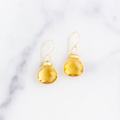 14K Gold Citrine Earrings