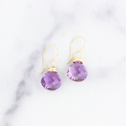 14K Gold Amethyst Earrings