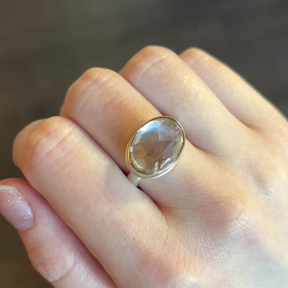 Sterling & 14K Gold Rock Crystal Ring