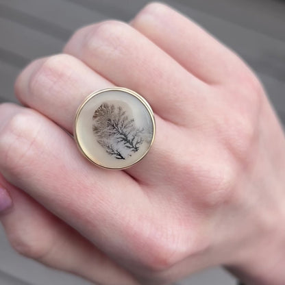 Sterling & 14K Gold Dendritic Agate Ring