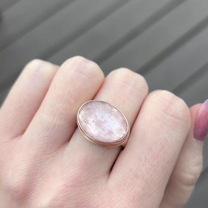 Sterling & 14K Rose Gold Oval Morganite Ring