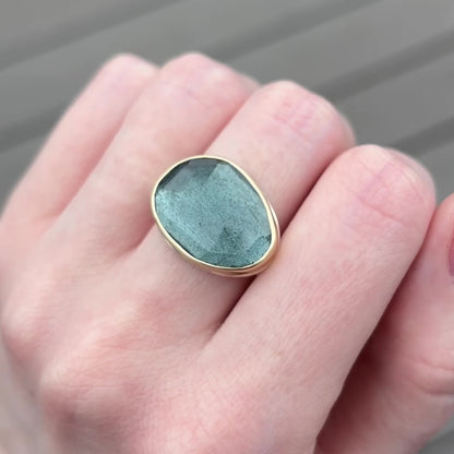 Sterling & 14K Gold Moss Aquamarine Ring