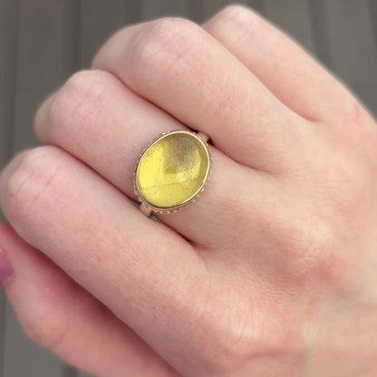 Sterling Lava Edge & 14K Gold Yellow Beryl Ring