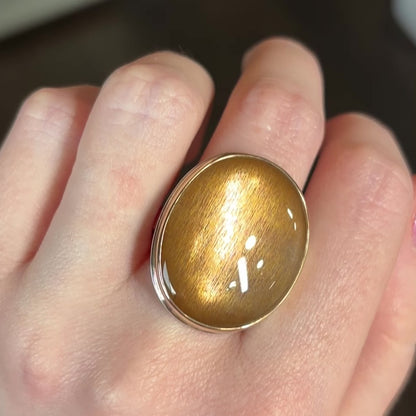 Sterling & 14K Gold Golden Moonstone Ring