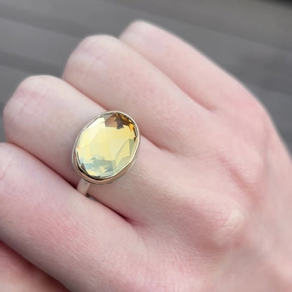 Sterling & 14K Gold Small Citrine Ring