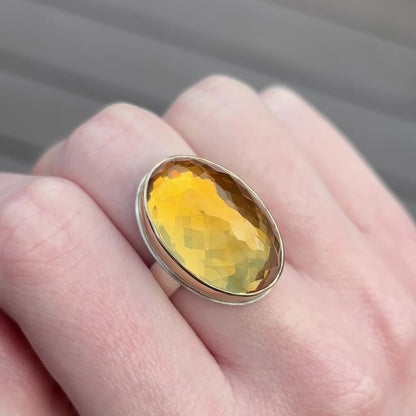 Sterling & 14K Gold Oval Citrine Ring