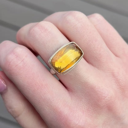 Sterling & 14K Gold Rectangular Citrine Ring