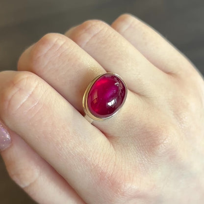 Sterling & 14K Gold Oval African Ruby Ring