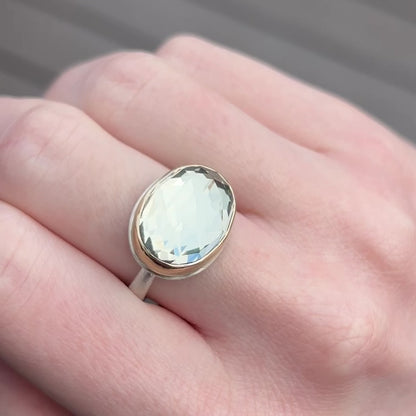 Sterling & 14K Gold Small Mint Quartz Ring