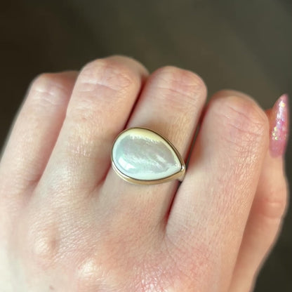 Sterling & 14K Gold Mother of Pearl Ring