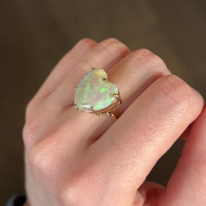 14K Gold Australian Opal Multi-Prong Ring