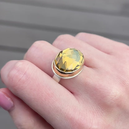 Sterling & 14K Gold Oval Citrine Ring