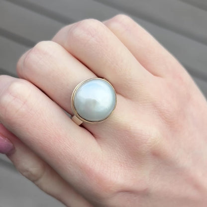 Sterling & 14K Gold Cultured Pearl Ring