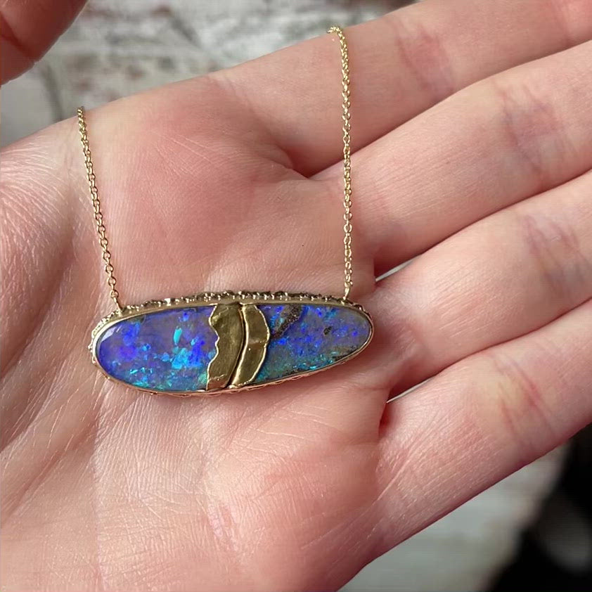 Australian Boulder Opal Pendant Necklace, October Birthstone Necklace –  Cantik