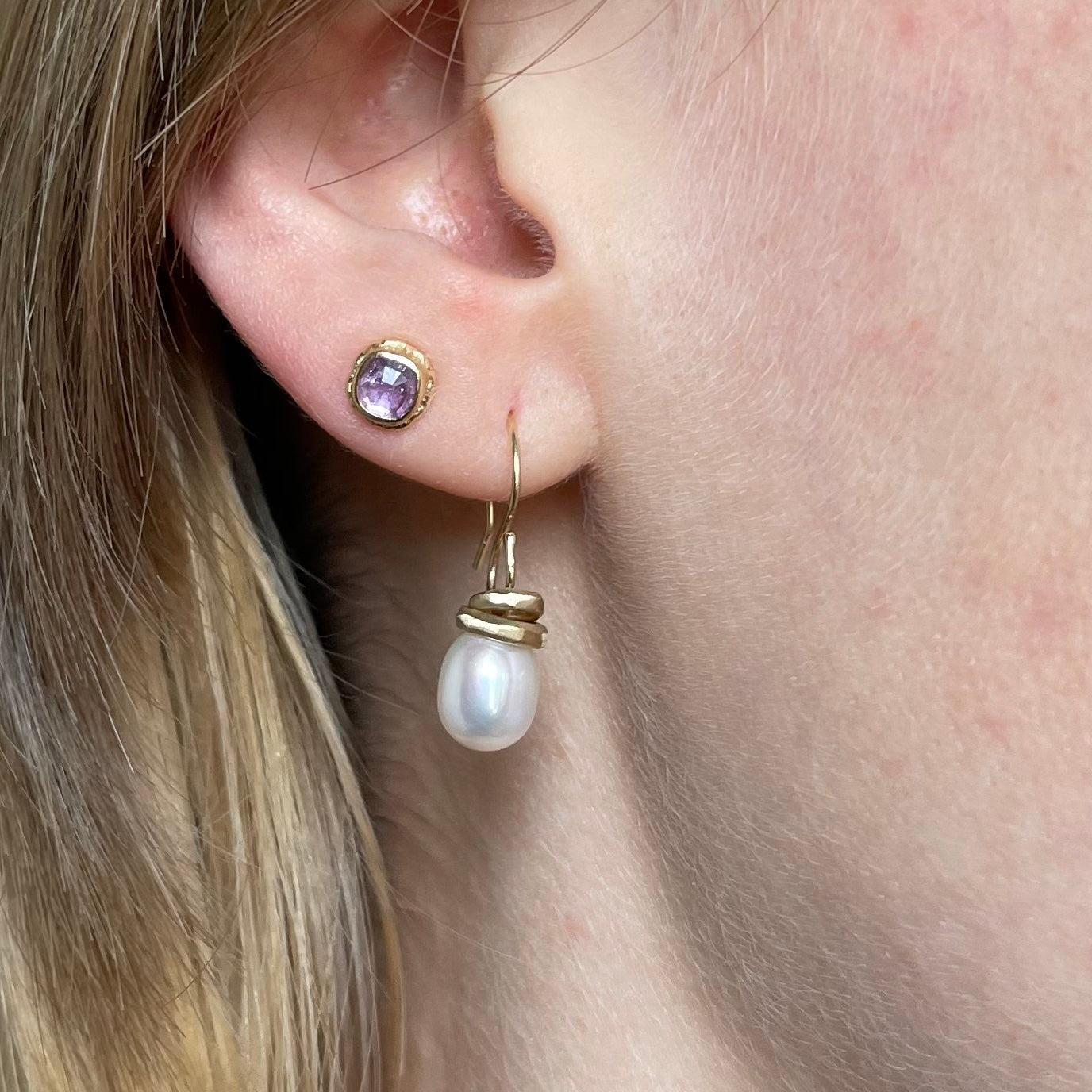 14K 6mm Freshwater Cultured Pearl Studs